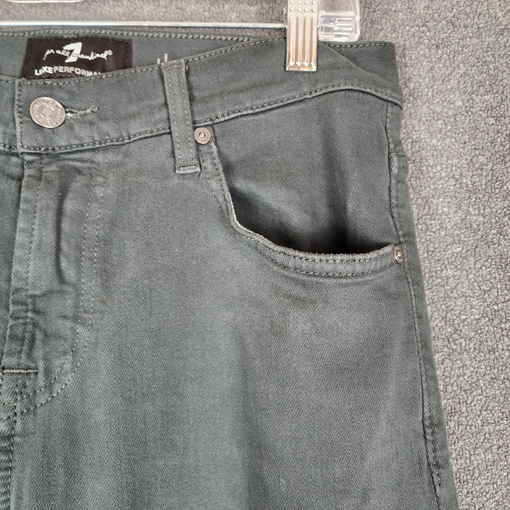 7 For All Mankind Luxe Performance The Straight Green‎ Jeans Women 31x32.5 - Picture 2 of 10